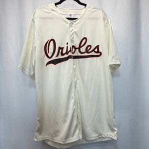 Baltimore Orioles O's MLB Baseball Jersey Mens XL White Button Up Athletic Mesh